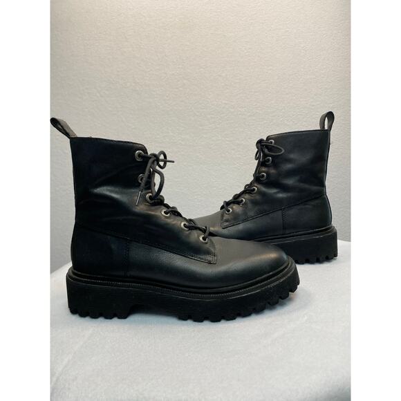 Madewell The Rayna Lace-Up Combat Boot in Black Leather Size 8 - Picture 1 of 9